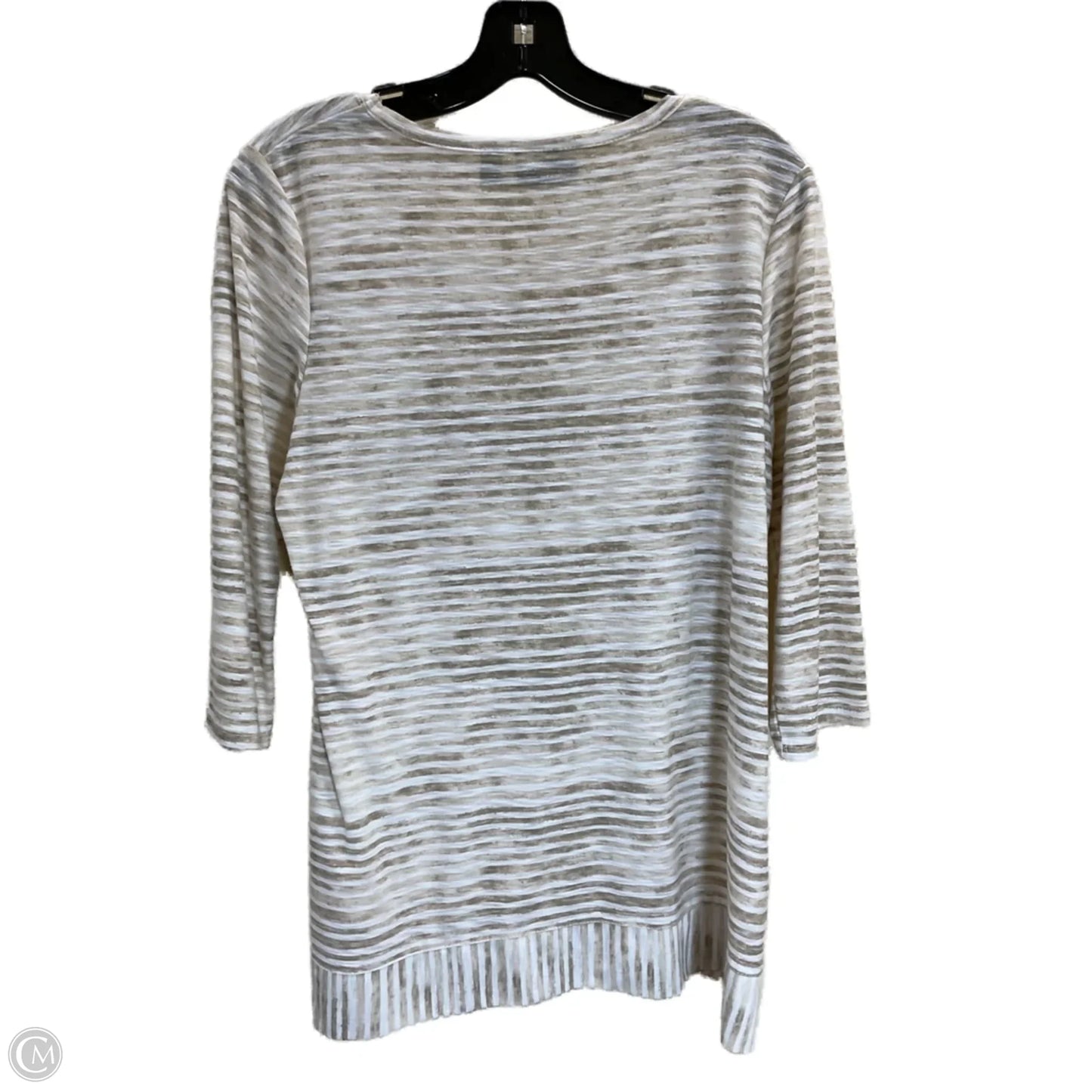 Top 3/4 Sleeve By Onque In Tan & White, Size: M
