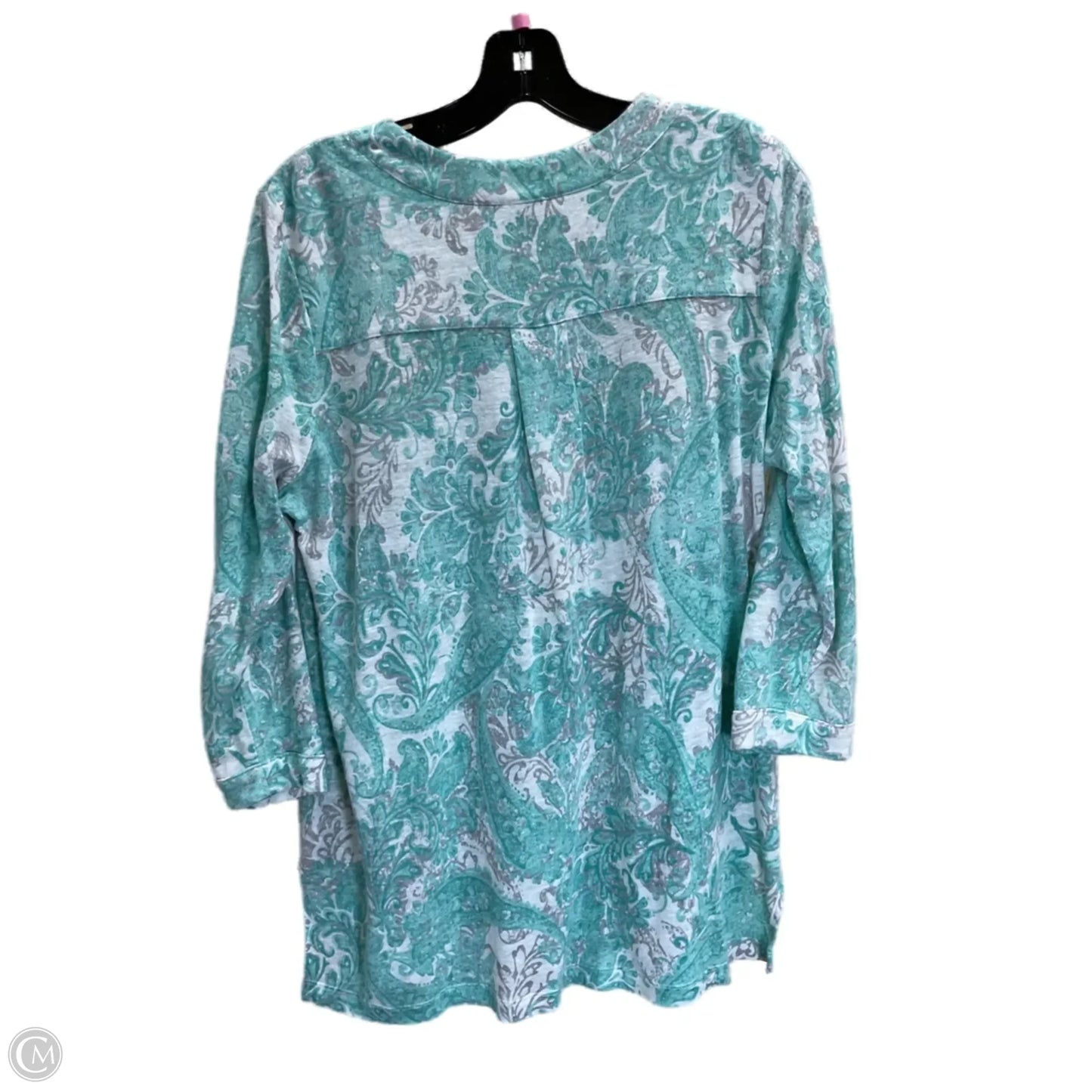 Top 3/4 Sleeve By Chicos In Green, Size: M