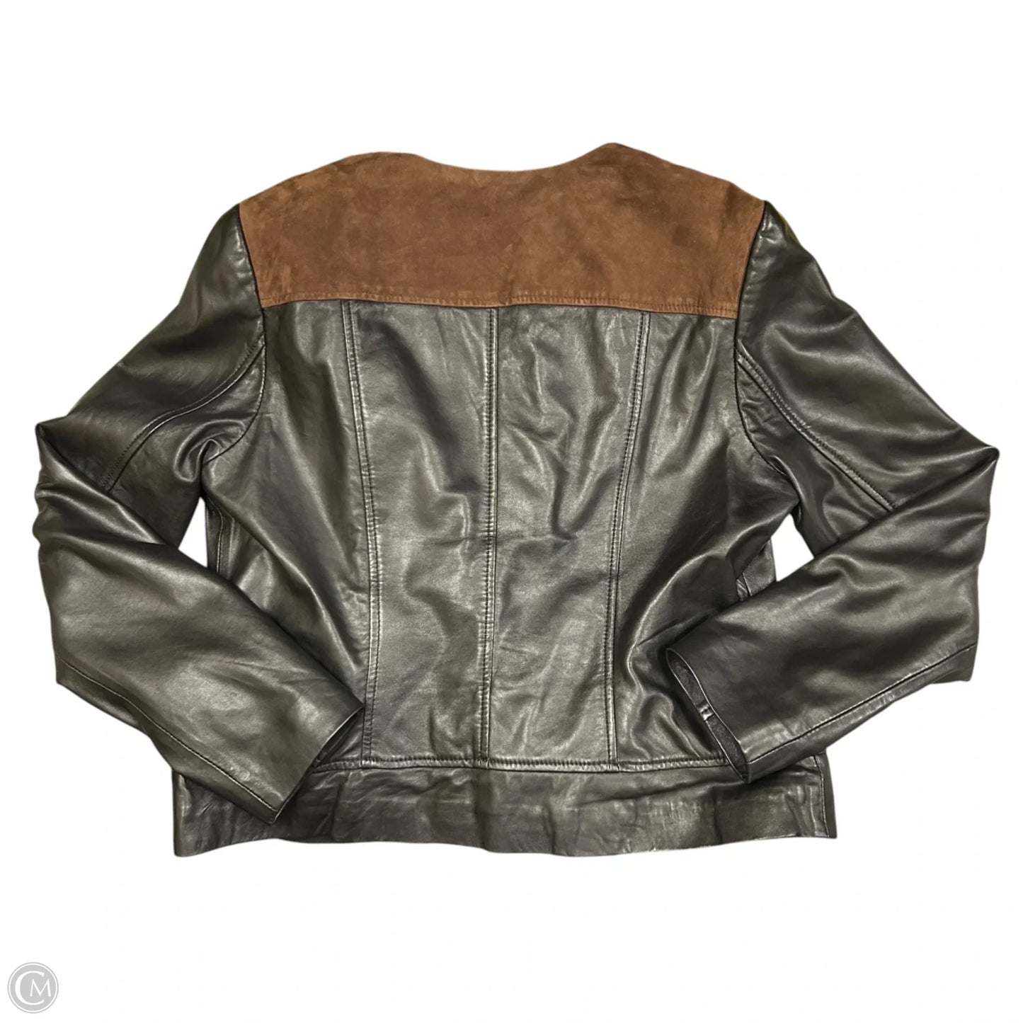 Jacket Moto Leather By Bernardo In Black & Brown, Size: L