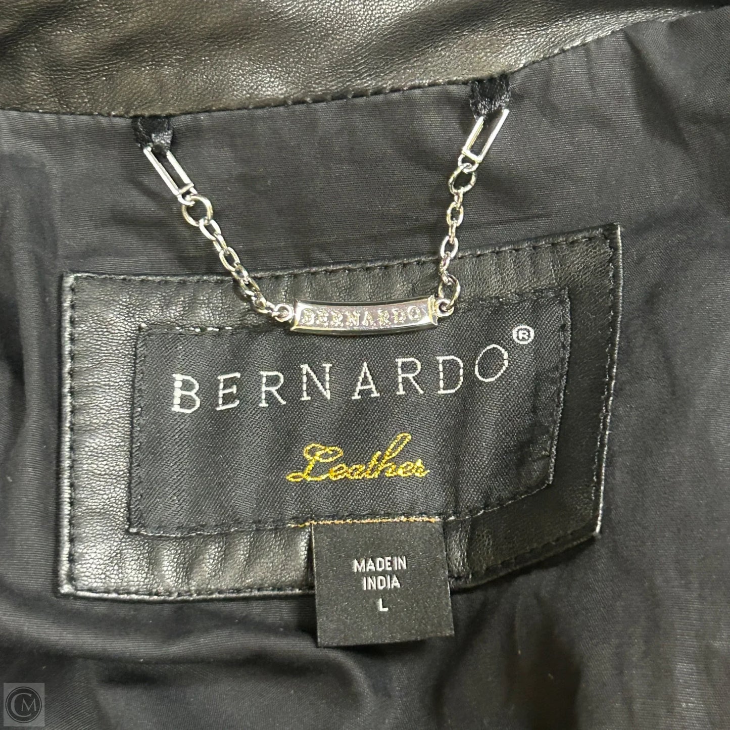Jacket Moto Leather By Bernardo In Black & Brown, Size: L