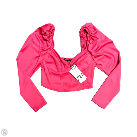 Top Long Sleeve By Zara In Pink, Size: L