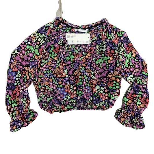 Top Long Sleeve By Zara In Floral Print, Size: Xs