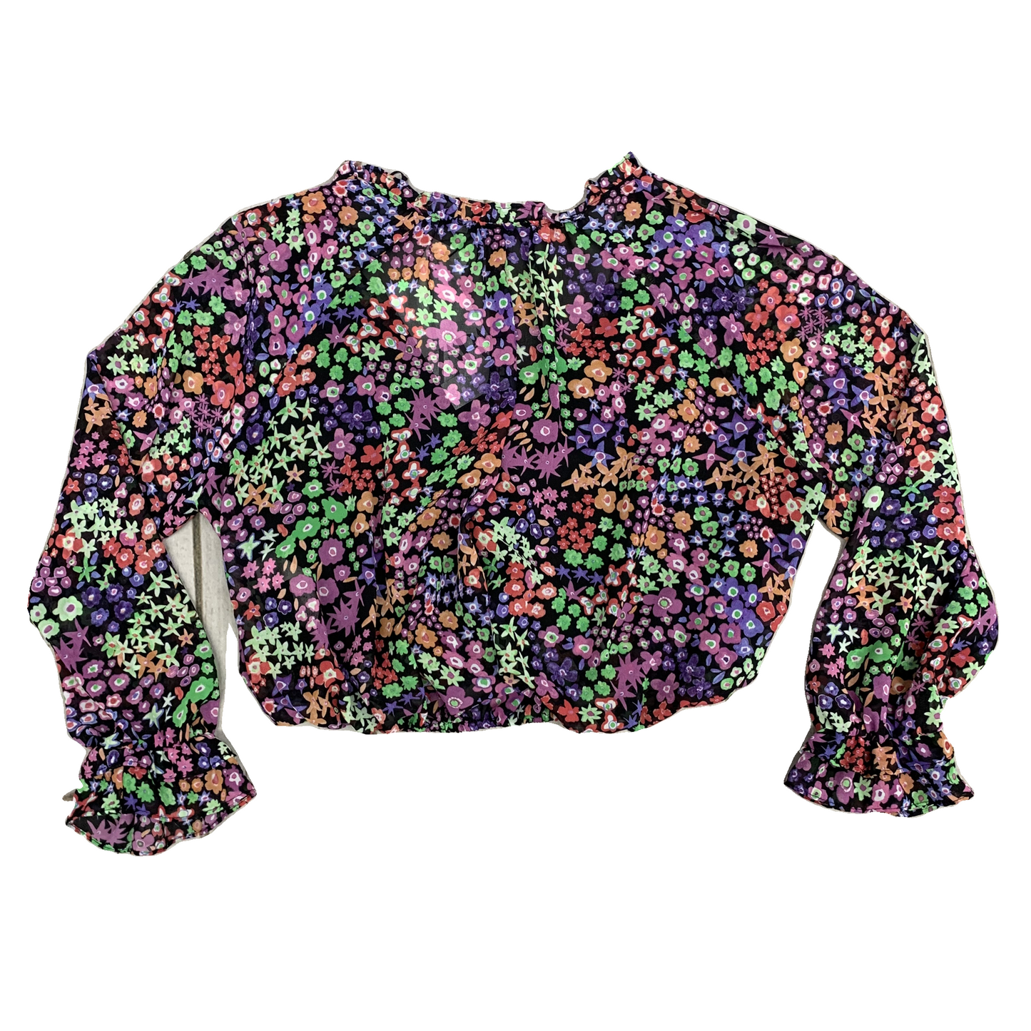 Top Long Sleeve By Zara In Floral Print, Size: Xs