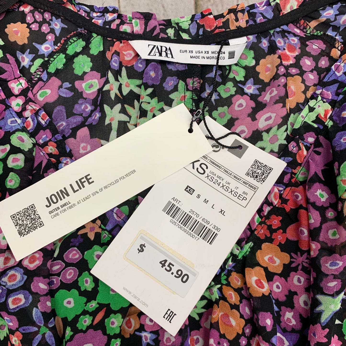 Top Long Sleeve By Zara In Floral Print, Size: Xs