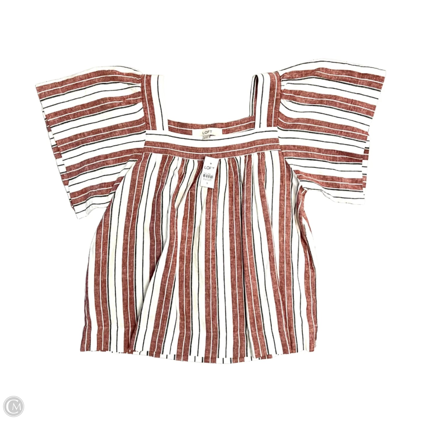 Top Short Sleeve By Loft In Red & White, Size: S