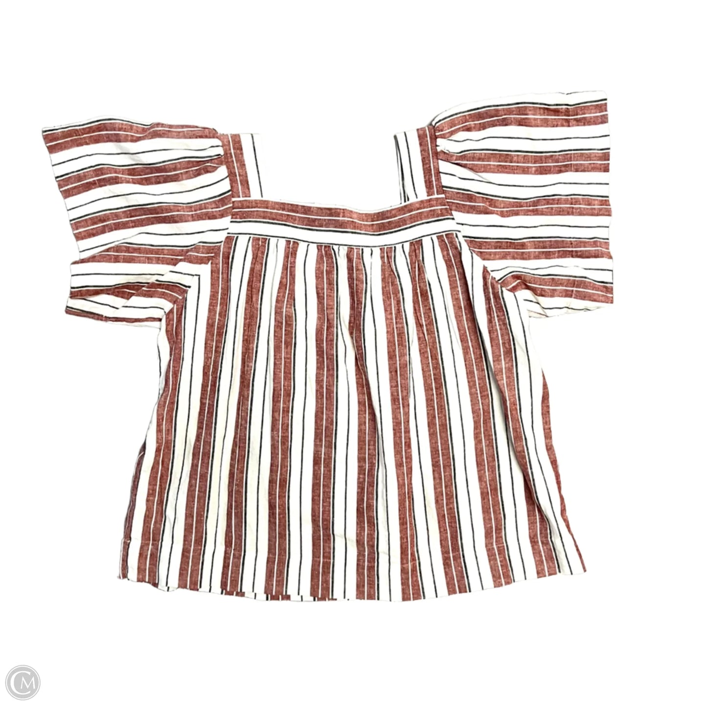 Top Short Sleeve By Loft In Red & White, Size: S
