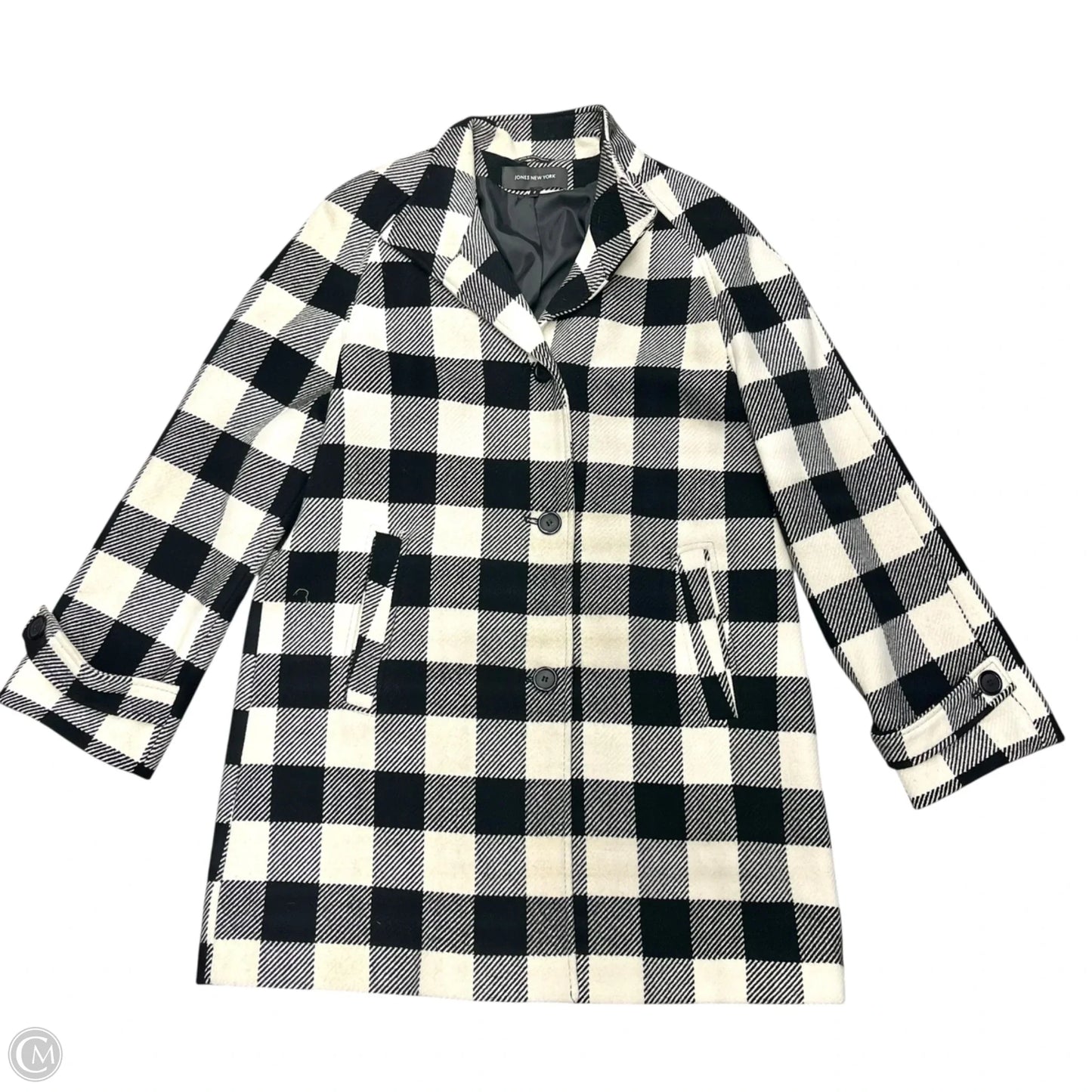 Coat Peacoat By Jones New York In Black & White, Size: M