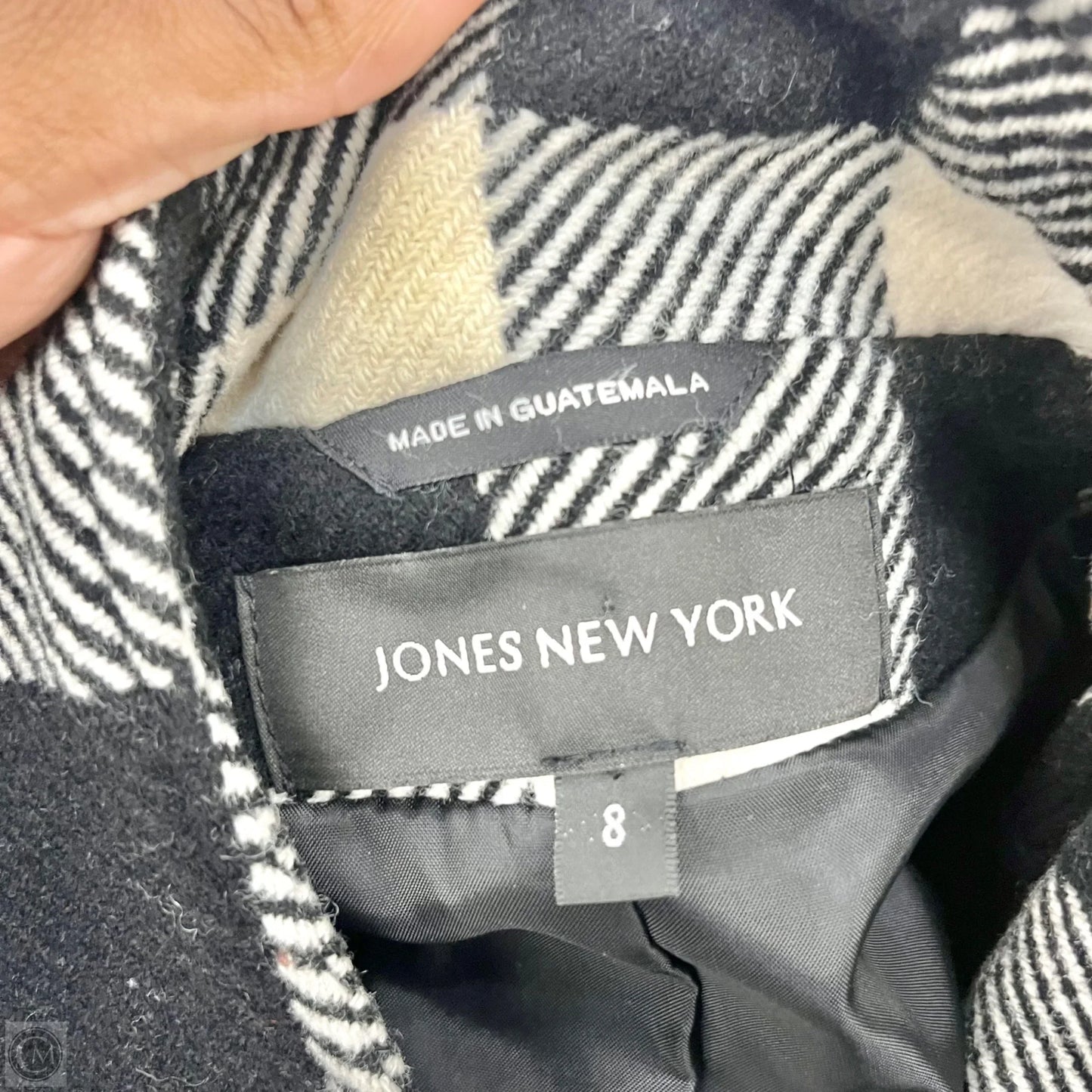 Coat Peacoat By Jones New York In Black & White, Size: M