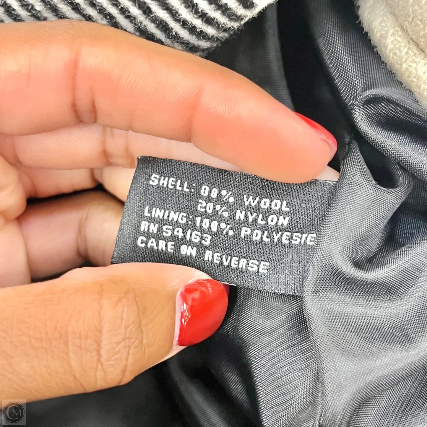 Coat Peacoat By Jones New York In Black & White, Size: M