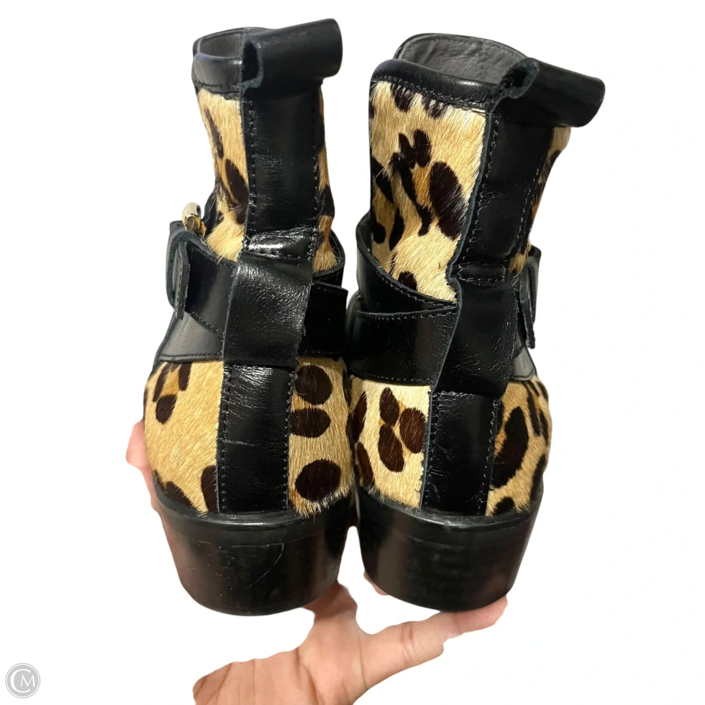 Boots Ankle Heels By Kanna In Black & Tan, Size: 8.5