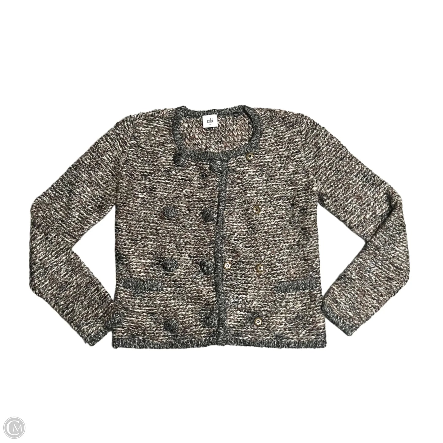 Sweater Cardigan By Cabi In Brown & Grey, Size: Xs