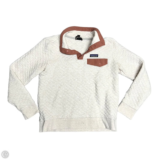 Sweatshirt Collar By Patagonia In Cream & Orange, Size: S