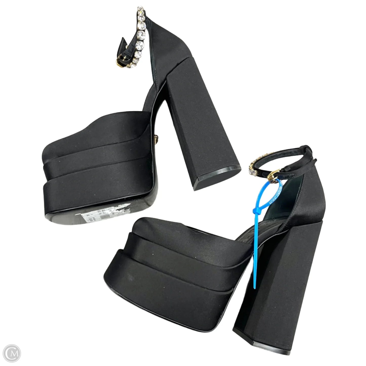 Shoes Luxury Designer By Versace In Black, Size: 5.5