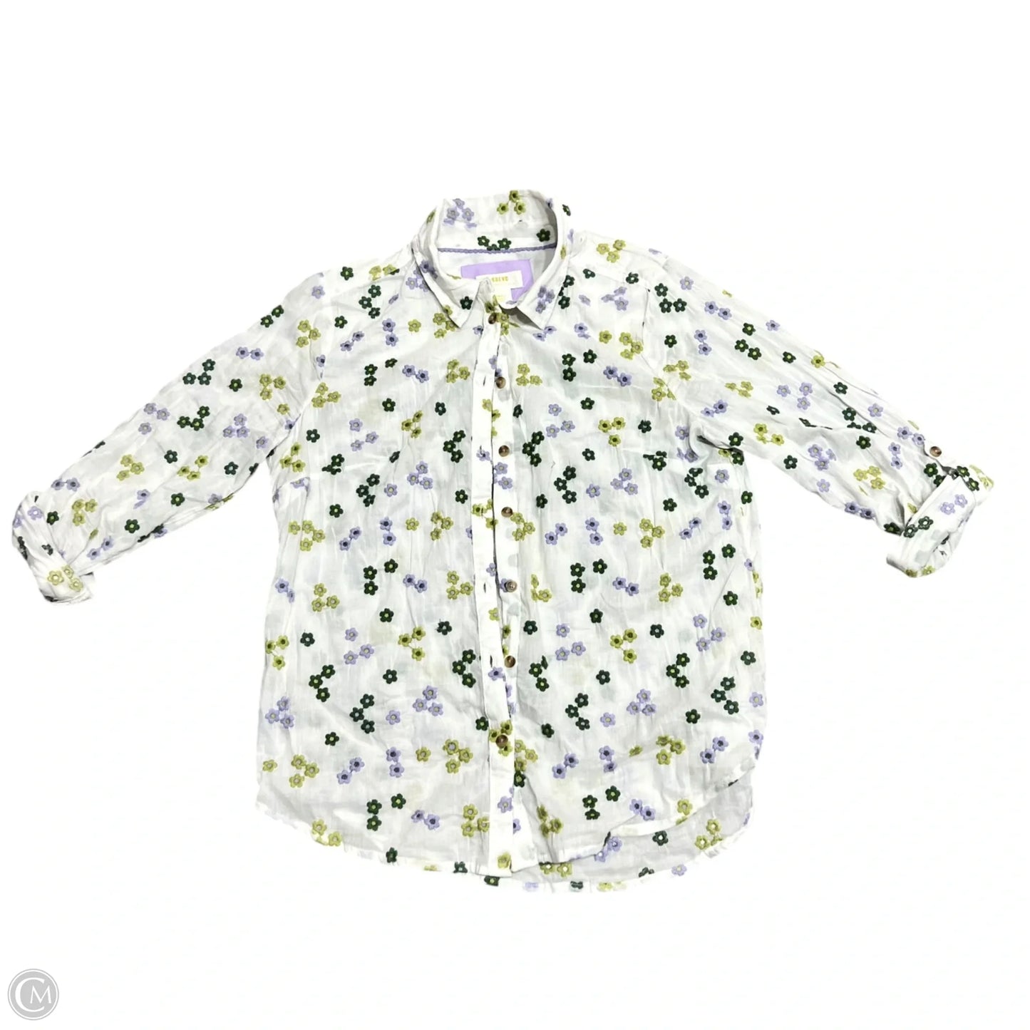 Top Long Sleeve By Maeve In Green & Purple, Size: S