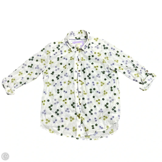 Top Long Sleeve By Maeve In Green & Purple, Size: S
