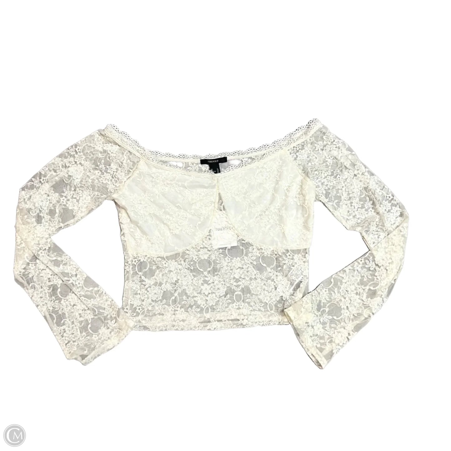Top Long Sleeve By Forever 21 In Cream, Size: Xl