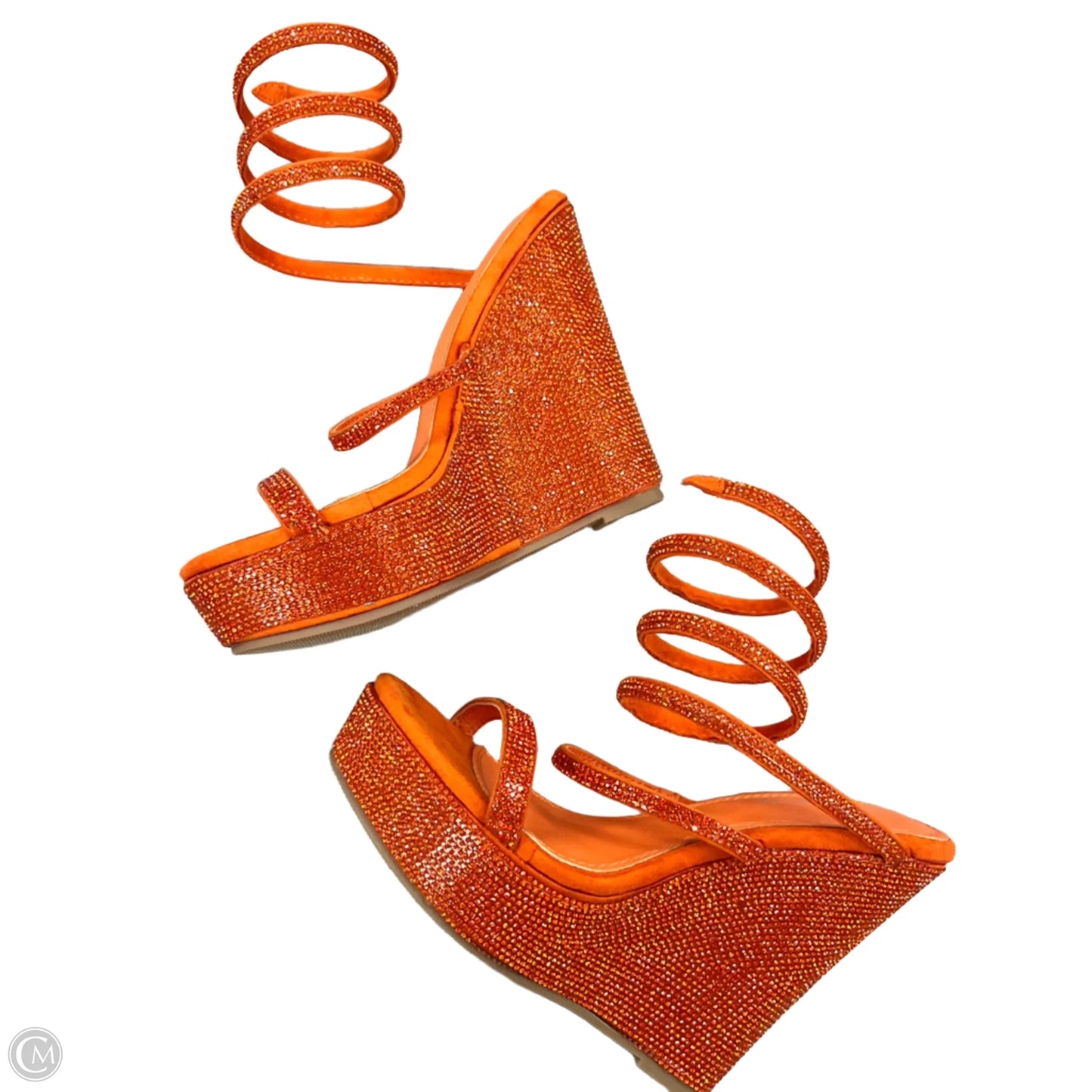 Sandals Heels Wedge By Azalea Wang In Orange, Size: 6