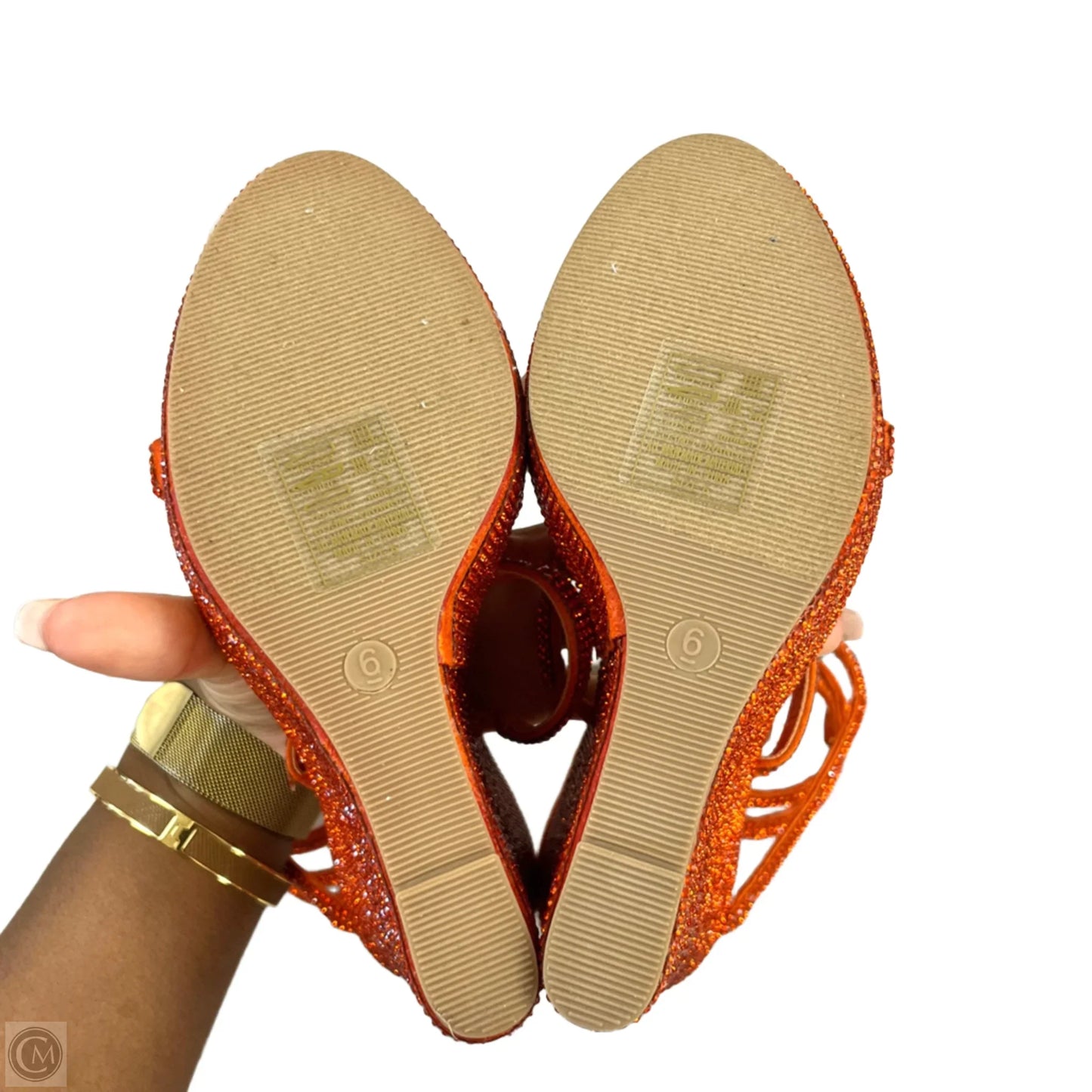 Sandals Heels Wedge By Azalea Wang In Orange, Size: 6