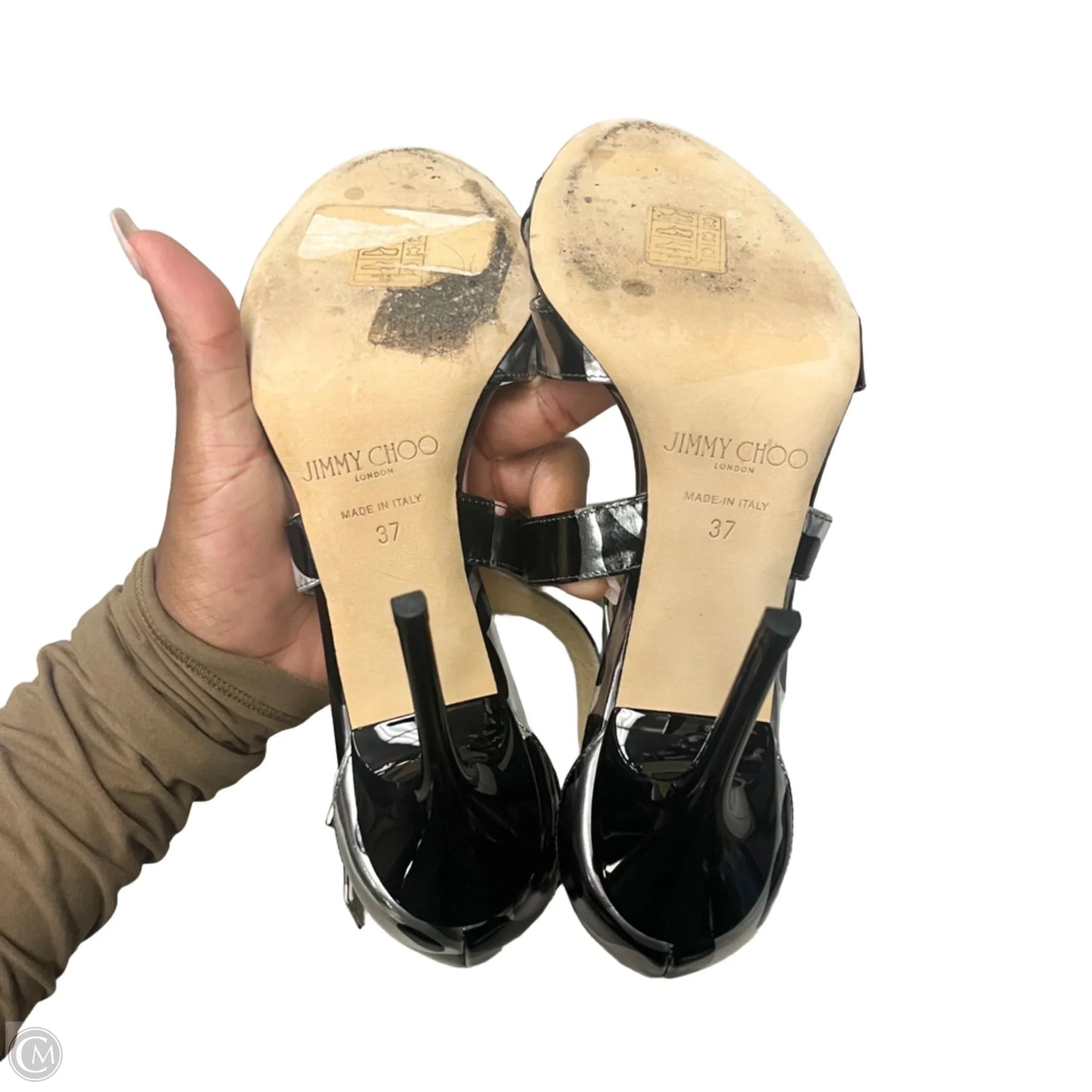 Sandals Luxury Designer By Jimmy Choo In Leopard Print, Size: 6.5