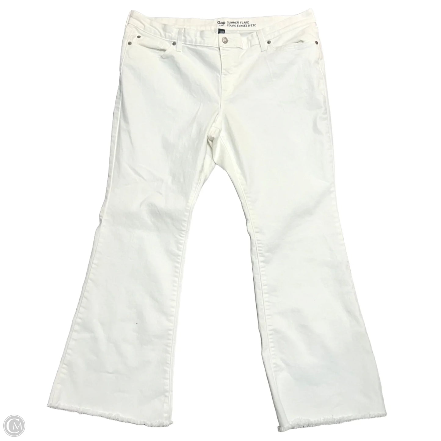 Jeans Flared By Gap In White Denim, Size: 18