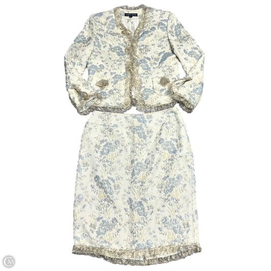 Skirt Set 2pc By Albert Nipon In Blue & Cream, Size: Xl