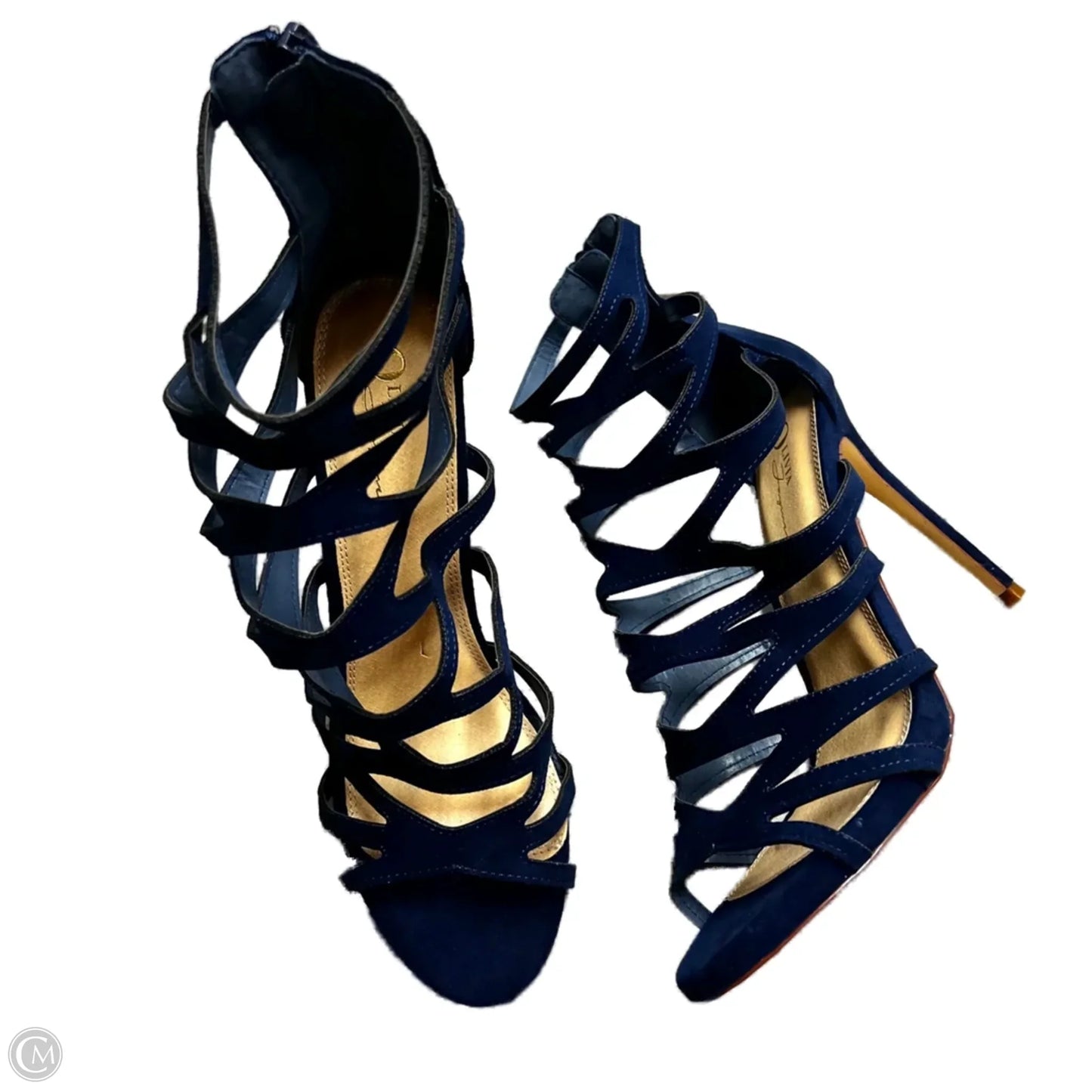 Sandals Heels Stiletto  In Navy, Size: 11