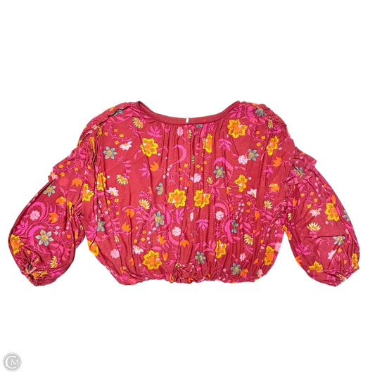 Top Long Sleeve By Free People In Pink & Red, Size: M