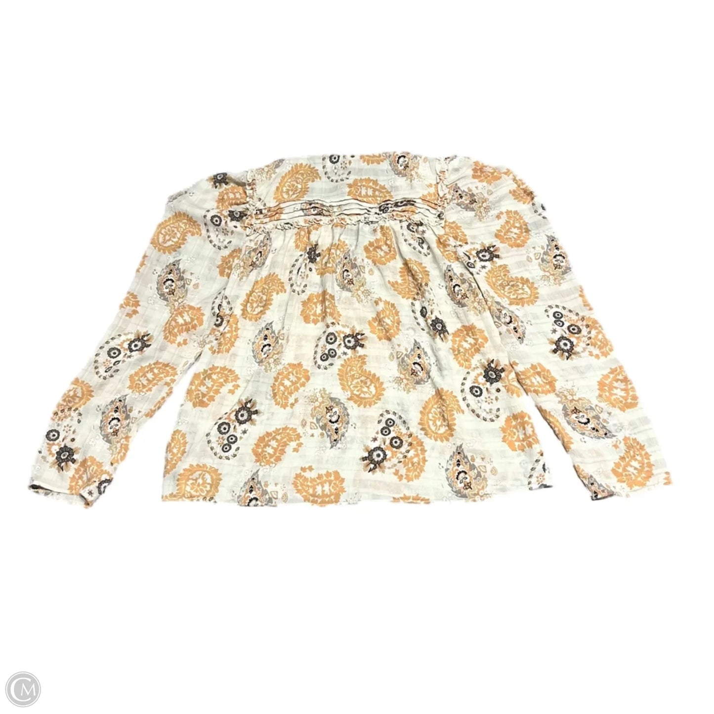 Top Long Sleeve By Bishop + Young In Cream & Orange, Size: L