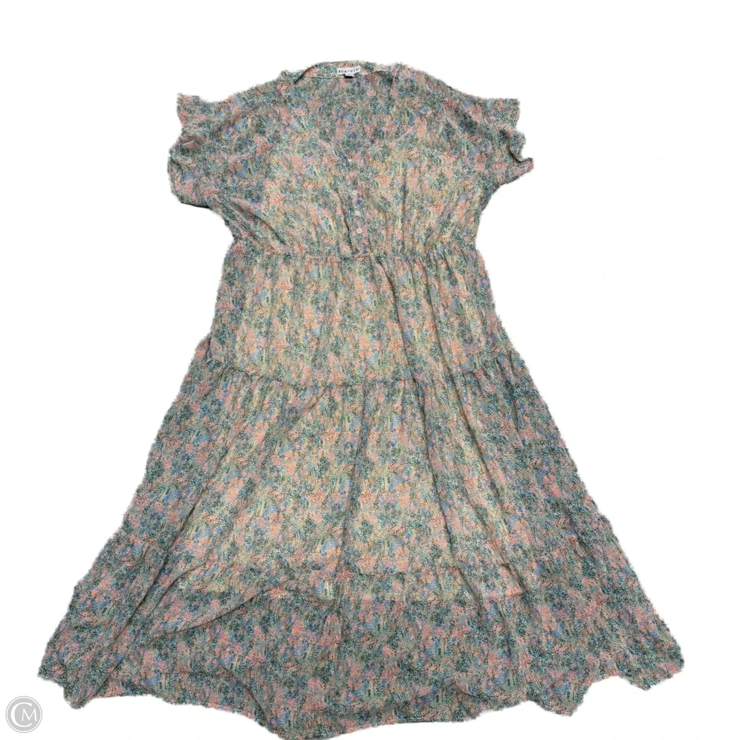 Dress Casual Maxi By Ava & Viv In Green & Orange, Size: 2x