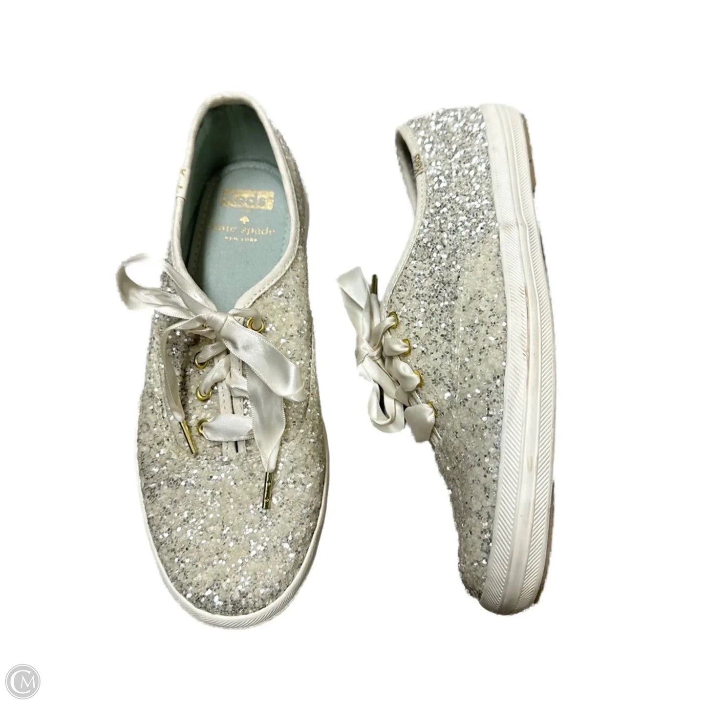 Shoes Designer By Kate Spade In Silver, Size: 7