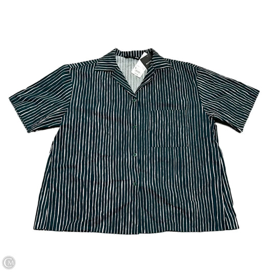 Top Short Sleeve By Marimekko In Green & White, Size: L