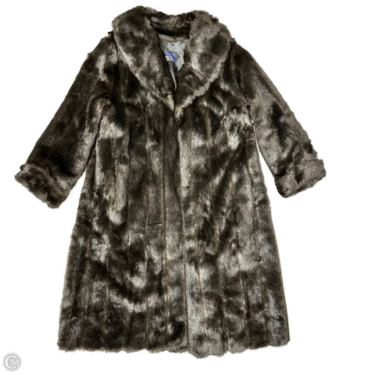 Coat Faux Fur & Sherpa By Dennis Basso Qvc In Black & Brown, Size: 1x