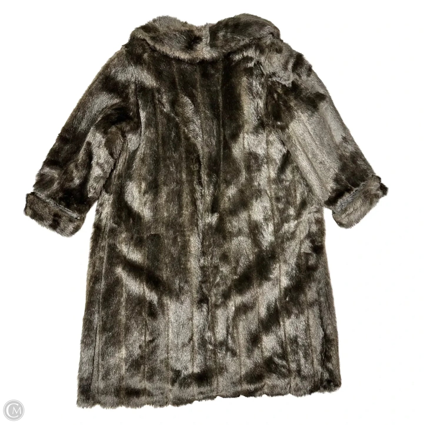 Coat Faux Fur & Sherpa By Dennis Basso Qvc In Black & Brown, Size: 1x