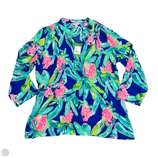 Top Long Sleeve Designer By Lilly Pulitzer In Blue & Green, Size: L