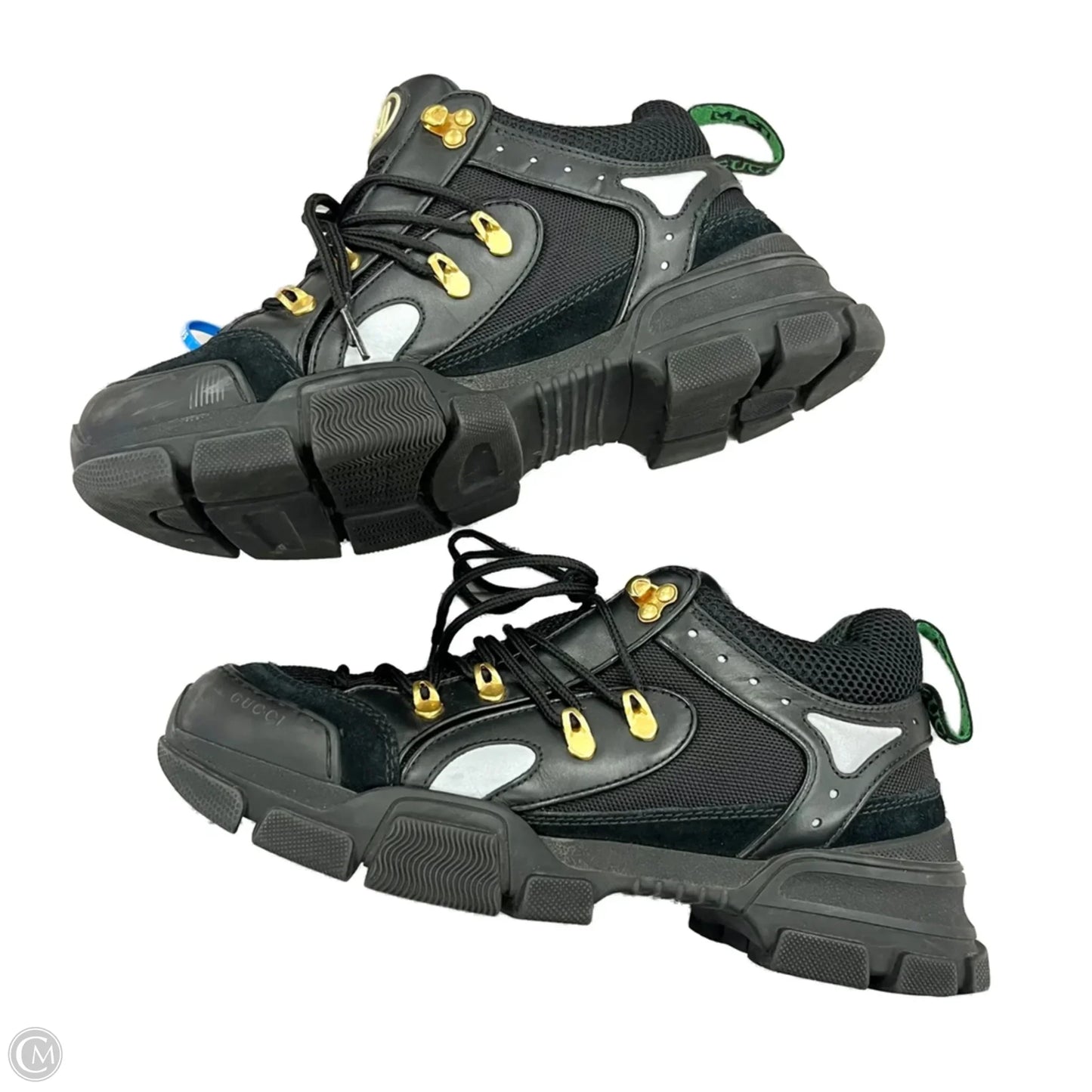 Shoes Luxury Designer By Gucci In Black & Green, Size: 9