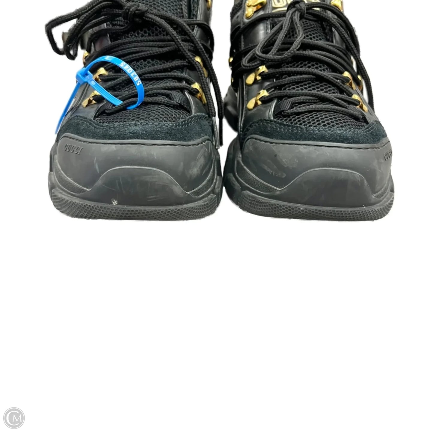 Shoes Luxury Designer By Gucci In Black & Green, Size: 9