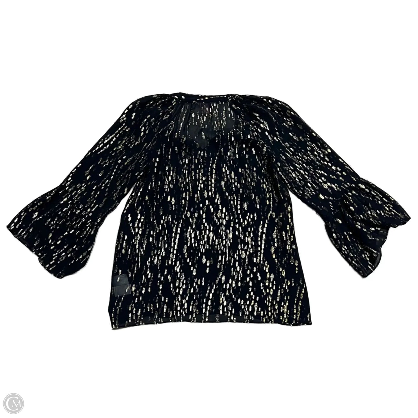Top Long Sleeve Designer By Lilly Pulitzer In Black & Gold, Size: Xs