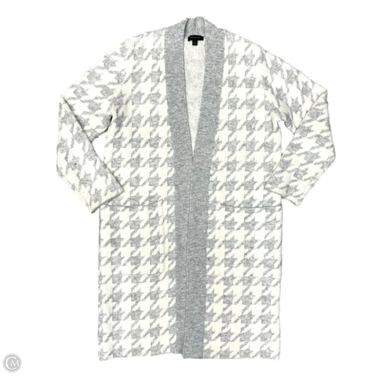 Sweater Cardigan By Ann Taylor In Grey & White, Size: M