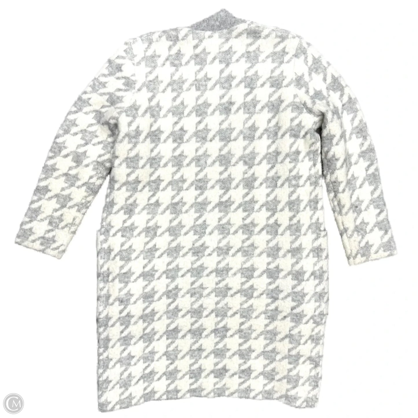 Sweater Cardigan By Ann Taylor In Grey & White, Size: M