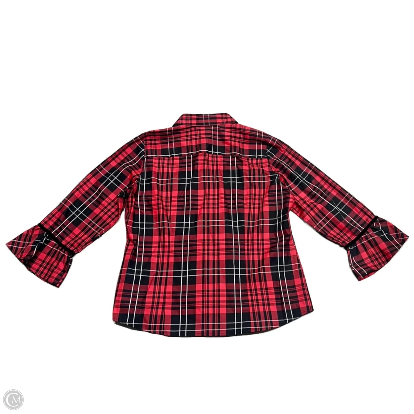 Top Long Sleeve By Foxcroft In Black & Red, Size: Xl