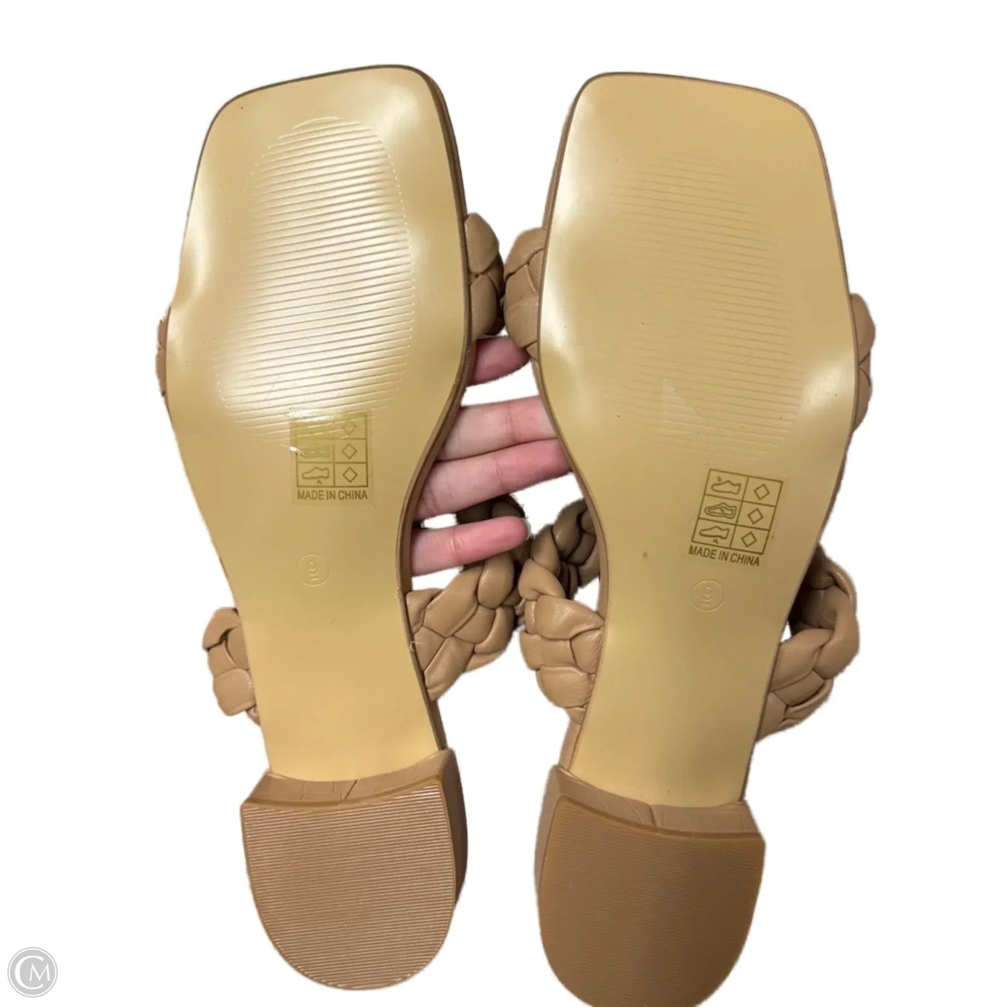 Sandals Heels Block By Avidirk In Tan, Size: 9
