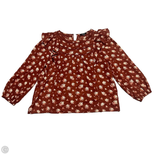 Top Long Sleeve By Madewell In Brown & Orange, Size: M