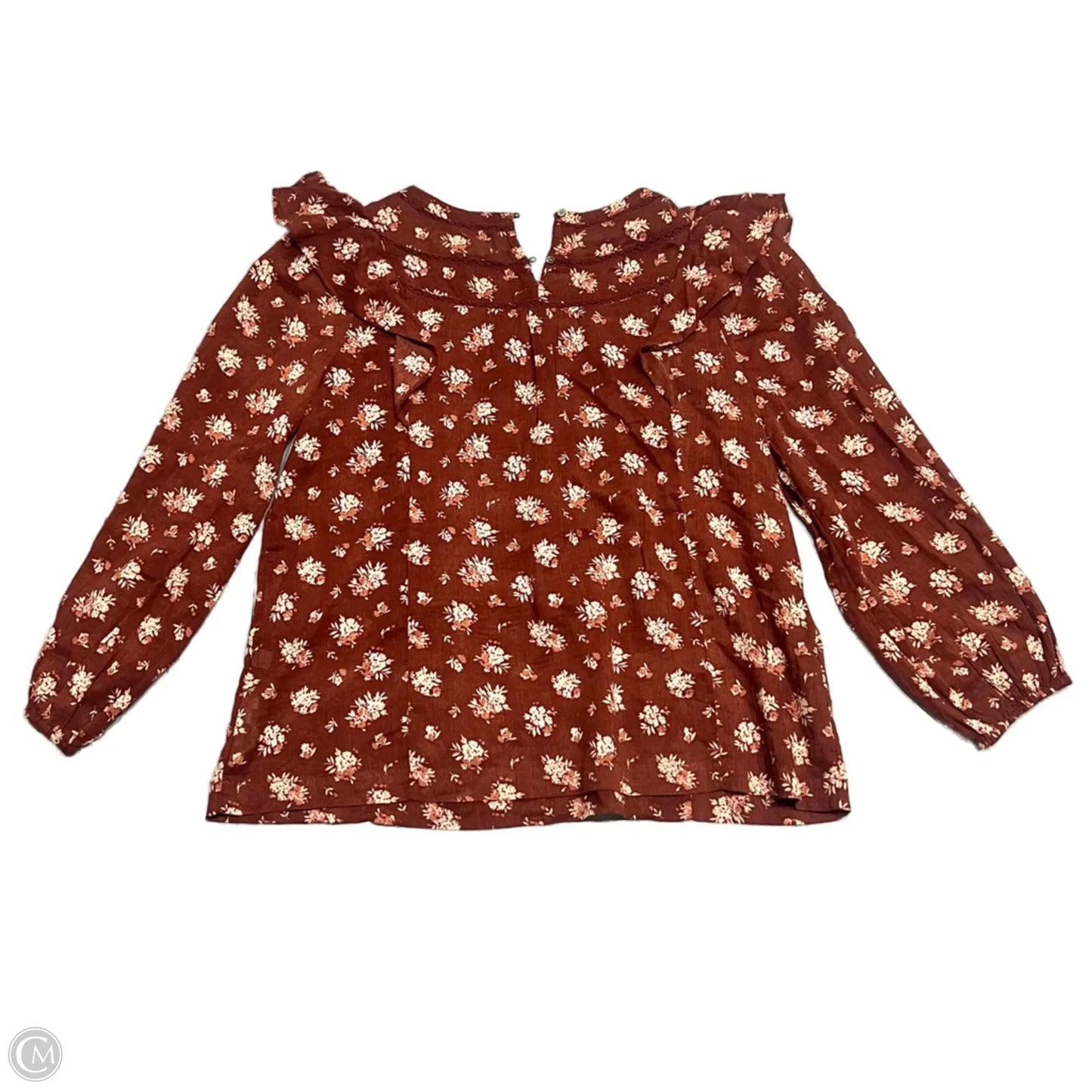 Top Long Sleeve By Madewell In Brown & Orange, Size: M