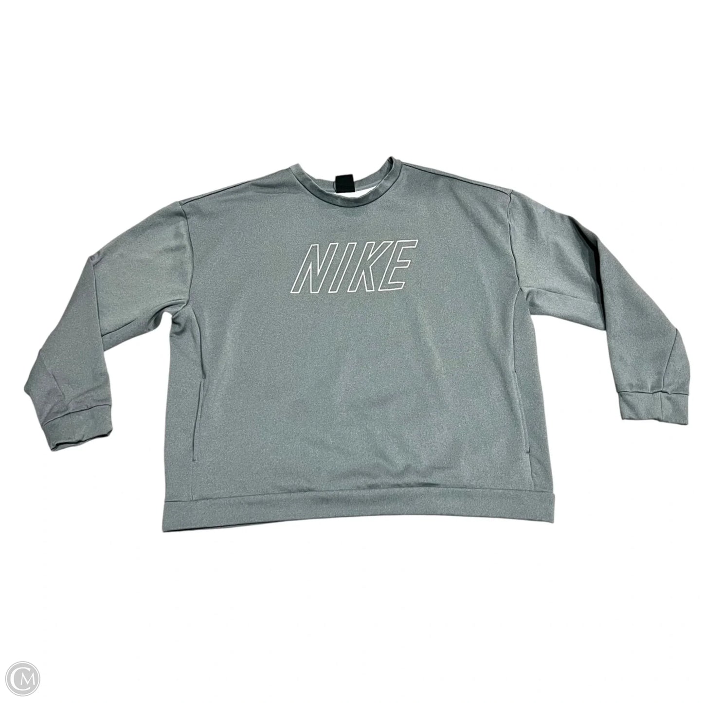 Sweatshirt Crewneck By Nike In Grey & White, Size: L
