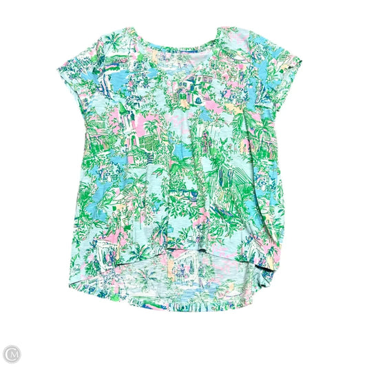 Top Short Sleeve Designer By Lilly Pulitzer In Blue & Green, Size: Xl