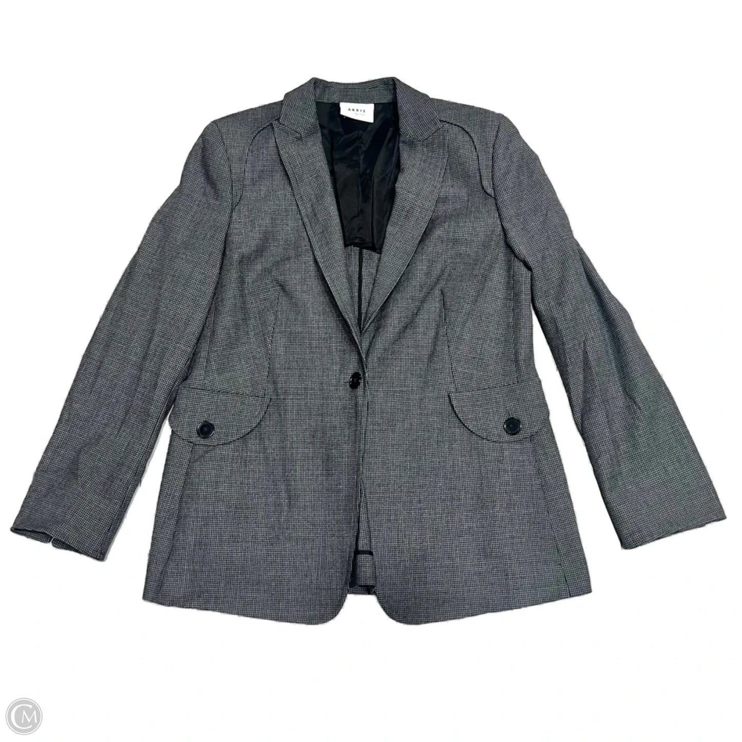 Blazer By Akris In Black & Grey, Size: L
