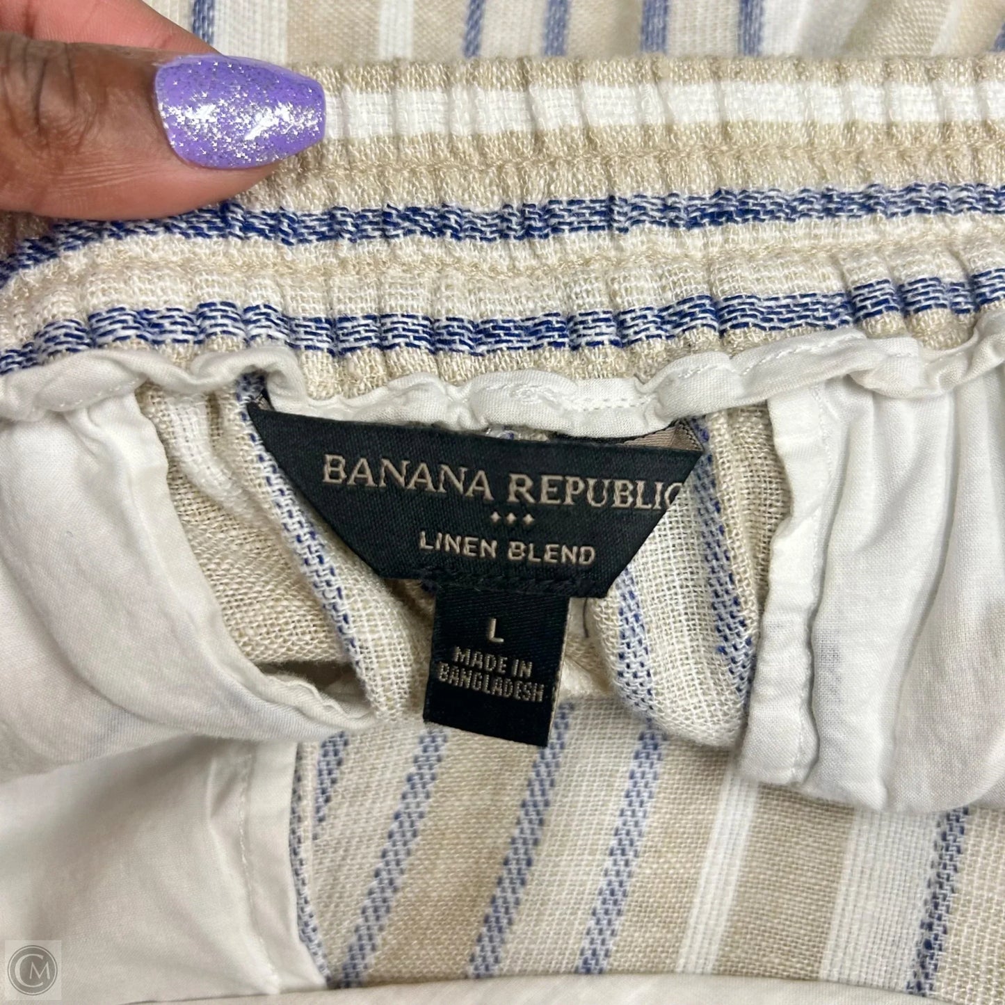 Pants Linen By Banana Republic In Blue & Tan, Size: 12