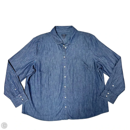Top Long Sleeve By J. Crew In Blue Denim, Size: 2x