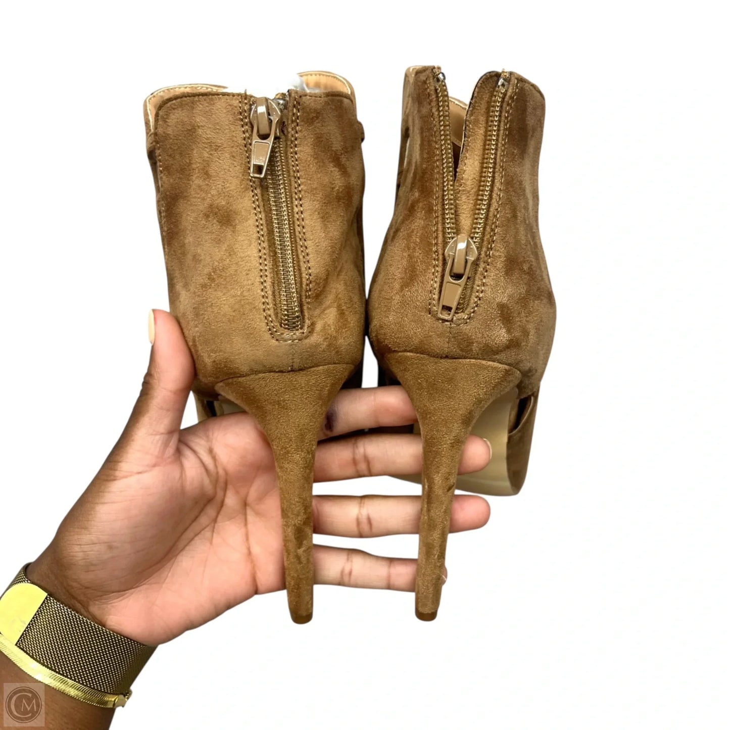 Boots Ankle Heels By Olivia In Tan, Size: 11