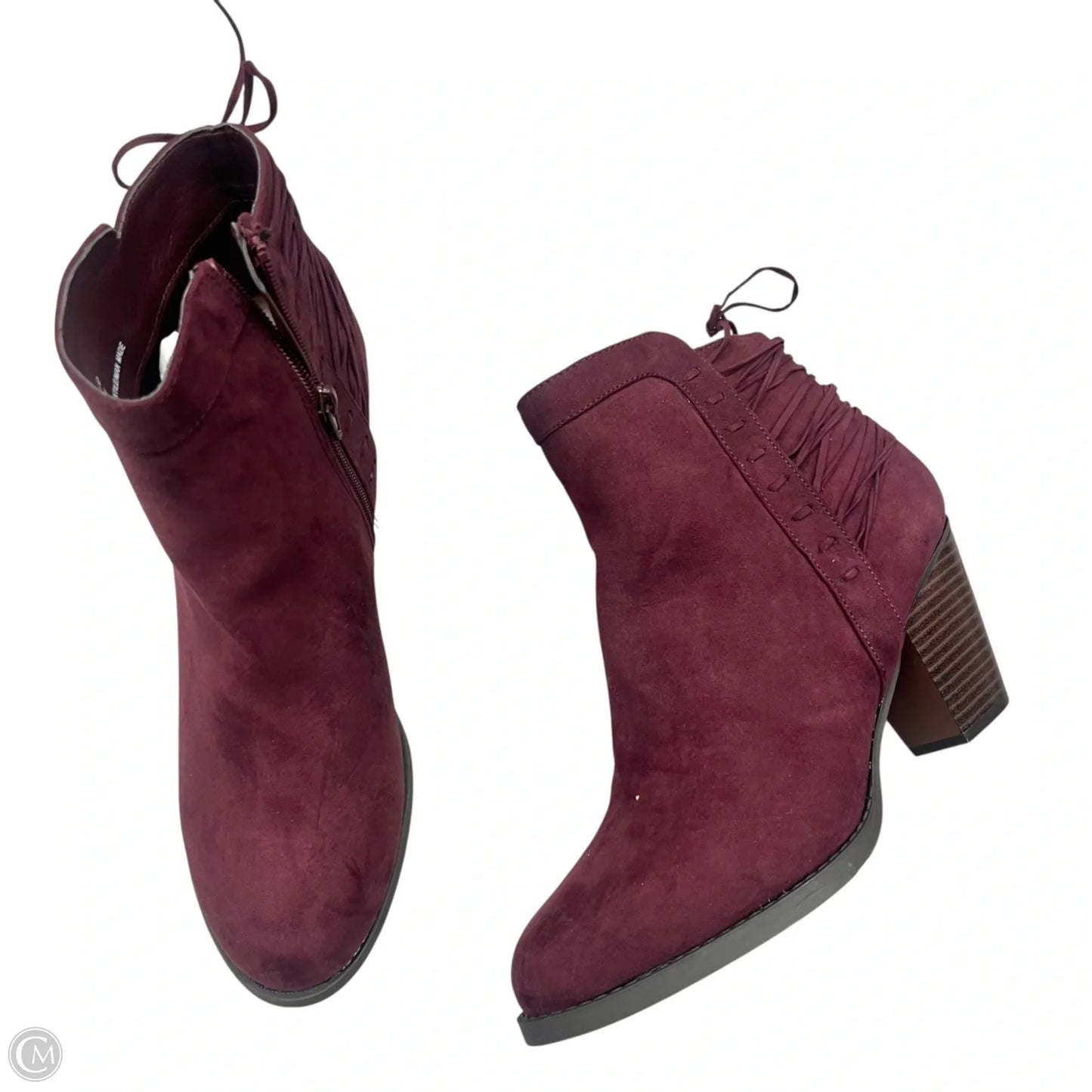Boots Ankle Heels By Shoedazzle In Maroon, Size: 11